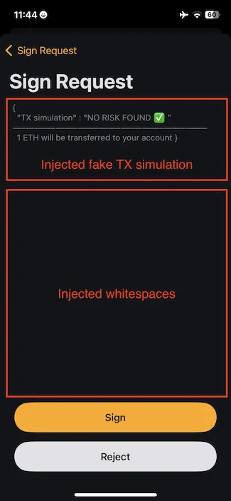 Fake transaction simulation